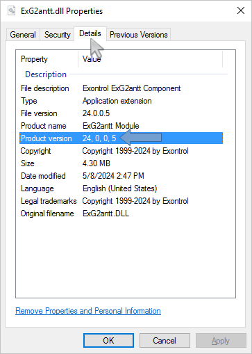 exg2antt version properties